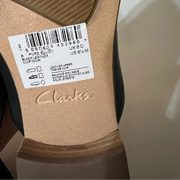 Clarks Pure Blush Leather Black Mules Size 8.5 - Picture 9 of 10